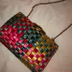 Vintage Neiman Marcus woven Multicolored Clutch